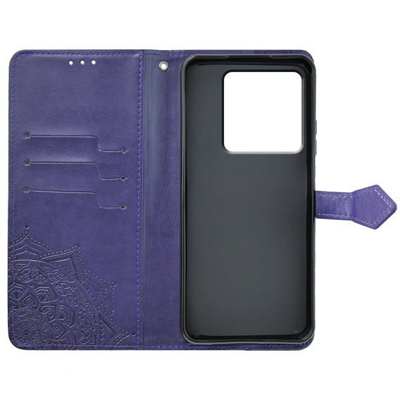 Θήκη με πτερύγιο για Xiaomi Poco X6 5G, Mandala, μωβ