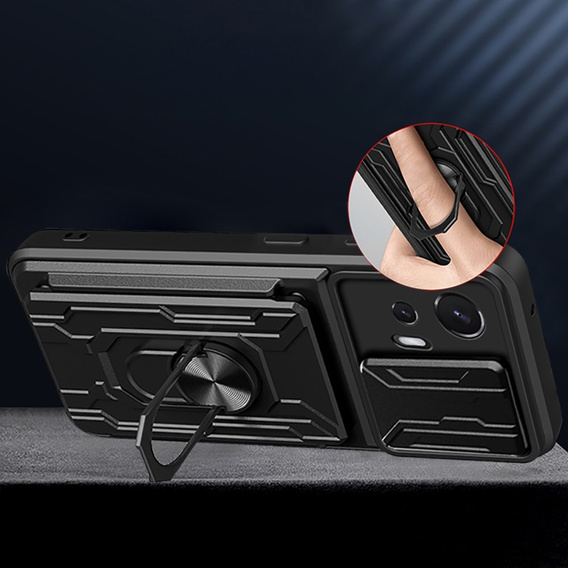 Θωρακισμένη θήκη για Motorola Edge 30 Neo 5G, Camera Slide Card Slot, μαύρη