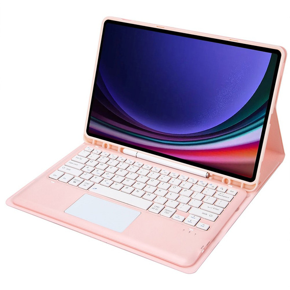 Θήκη + πληκτρολόγιο Samsung Galaxy Tab S9+, Leather Pen Slot TouchPad, ροζ rose gold
