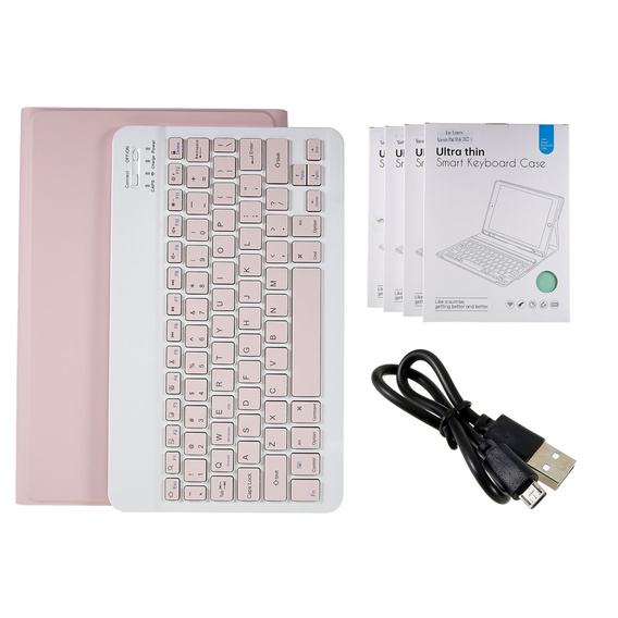 Θήκη + πληκτρολόγιο Lenovo Tab M10 Plus Gen 3 TB-125F TB-128F, ροζ rose gold