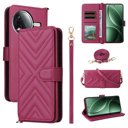 Θήκη με πτερύγιο για Xiaomi Poco F7 Pro / F7 Ultra, Crossbody Leather Wallet, μπορντό