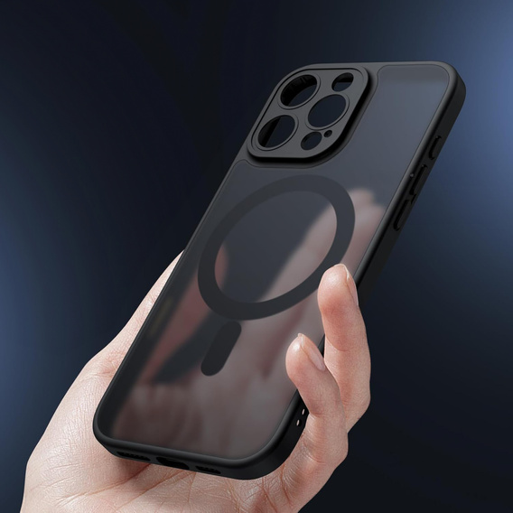 Θήκη για iPhone 16 Pro, για MagSafe, ERBORD Μatt Case, μαύρη + Γυαλί οθόνης