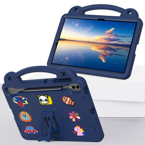Παιδική θήκη για Samsung Galaxy Tab S10+ Plus, Cute Patterns, με βάση, σκούρο μπλε