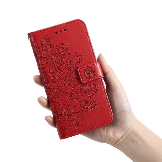 Θήκη με πτερύγιο για Samsung Galaxy A13 4G, Mandala Flower, κόκκινη