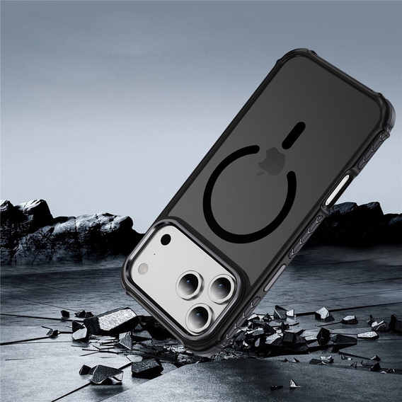Ματ θήκη για iPhone 17 Pro, θωρακισμένη, για MagSafe, καπνιστή με μαύρες πλευρές