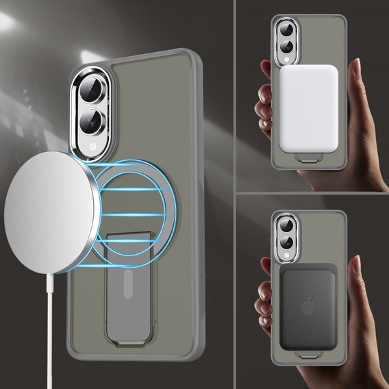 Θήκη για Samsung Galaxy S25 Edge, Kickstand Matt Case, για MagSafe, γκρι τιτάνιο