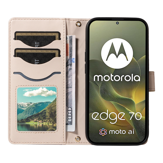 Θήκη με πτερύγιο Rhombus Crossbody Leather για Motorola Edge 70