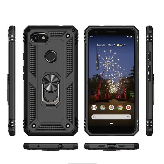 θωρακισμένη θήκη για do Google Pixel 3A, Nox Case Ring, μαύρη