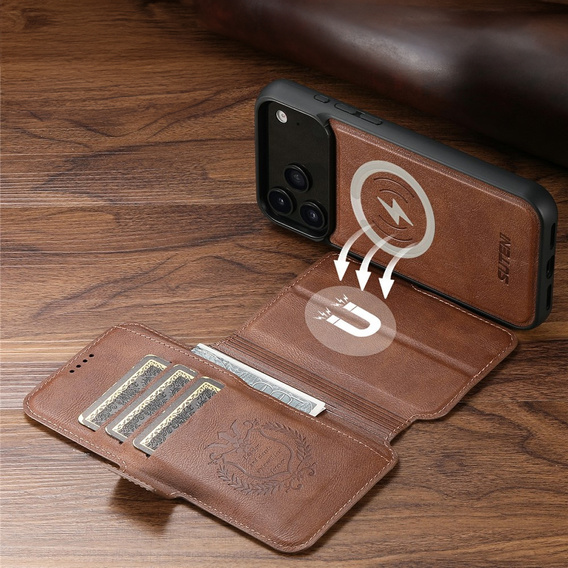 Θήκη 2 σε 1 για iPhone 17 Pro, SUTENI, για MagSafe, καφέ
