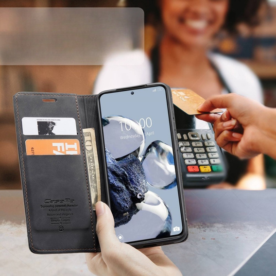 θήκη CASEME για Xiaomi 12T / 12T Pro, Leather Wallet Case, μαύρη