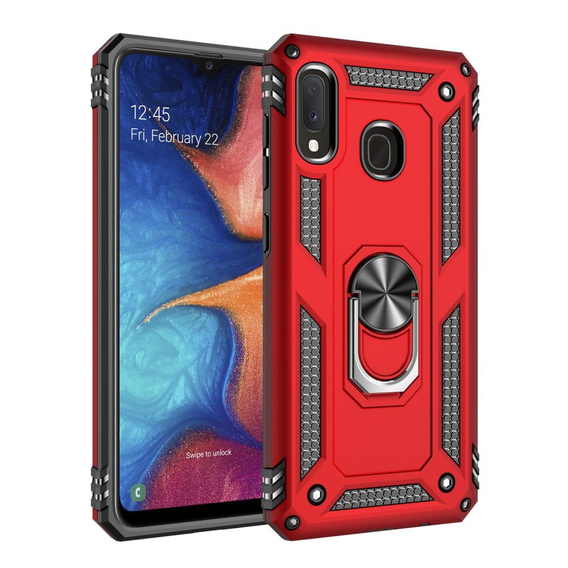 θωρακισμένη θήκη για Samsung Galaxy A20E, Nox Case Ring, κόκκινη