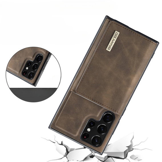 Θήκη για Samsung Galaxy S23 Ultra, DG.MING 2in1, καφέ