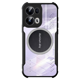 Θήκη για Oppo Reno 13 Pro, με μαγνητική πλάκα, διαφανής / μαύρη