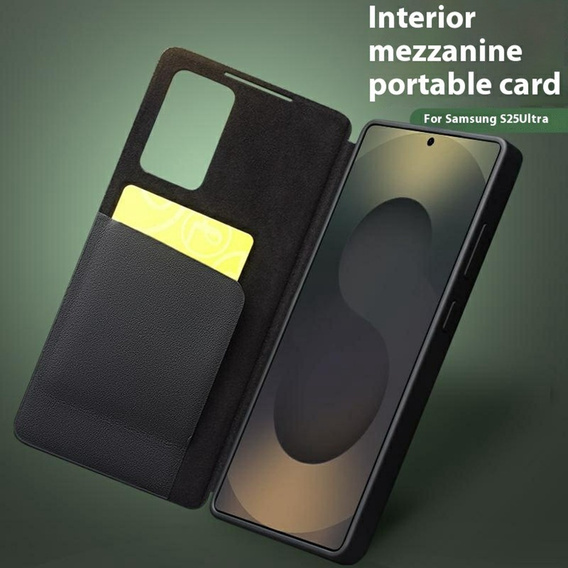 Δερμάτινη θήκη με πτυσσόμενο κάλυμμα QIALINO για Samsung Galaxy S25 Ultra