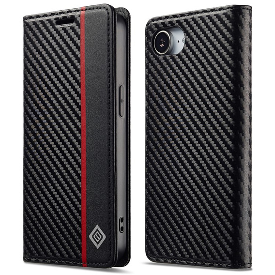 Θήκη με πτερύγιο για iPhone 16e, Carbon LC.IMEEKE, μαύρη