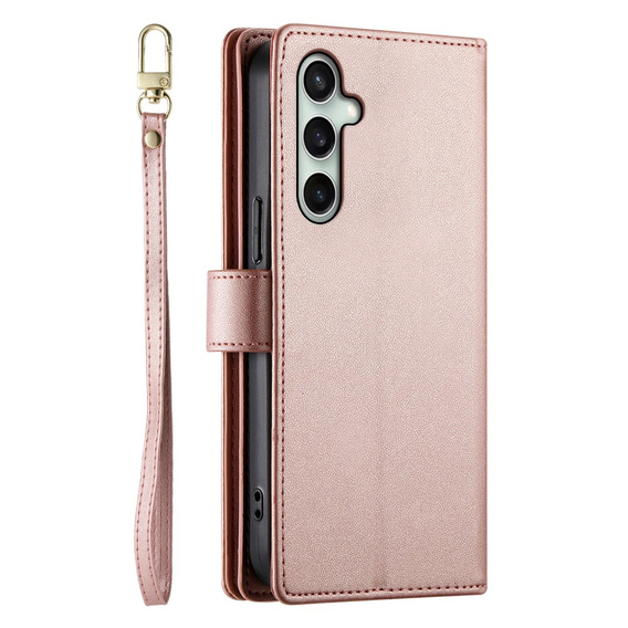 Θήκη με πτερύγιο για Samsung Galaxy S24 FE, Wallet Zipper Pocket, ροζ