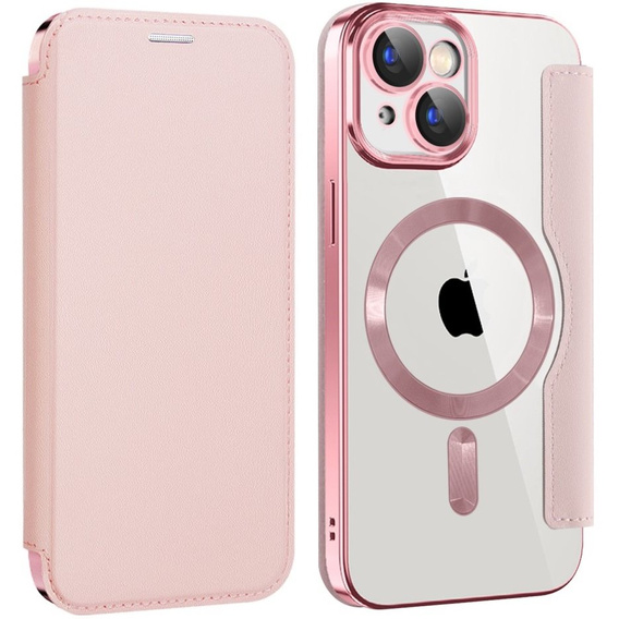 Θήκη με πτερύγιο για iPhone 15, RFID Wallet MagSafe CamShield, ροζ