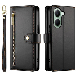 Θήκη με πτερύγιο για Xiaomi Poco X7 Pro 5G, Wallet Zipper Pocket, μαύρη