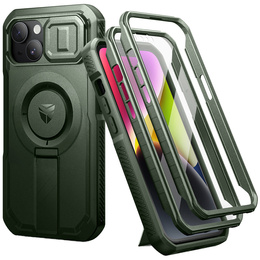 Θωρακισμένη θήκη για iPhone 13 / iPhone 14, Dexnor CamProtect MagSafe, πράσινη (Δύο πλαίσια)