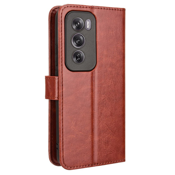 Θήκη με πτερύγιο για Oppo Reno 12, Crazy Horse Wallet, καφέ
