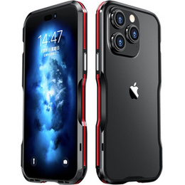 Θήκη LUPHIE για iPhone 14 Pro, Armor Bumper, μαύρο / κόκκινο