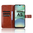 Θήκη με πτερύγιο για Xiaomi Redmi A5, Crazy Horse Wallet, καφέ