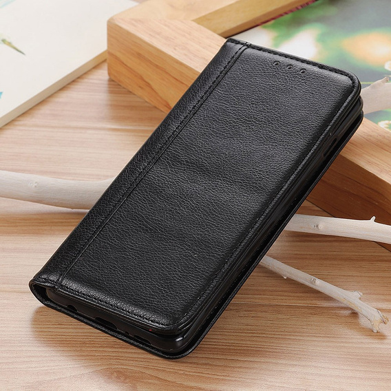 θήκη με πτερύγιο για Motorola Moto E13, Split Leather, μαύρη