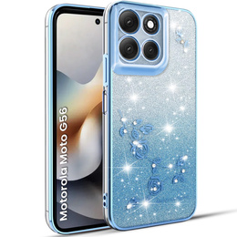 Θήκη για Motorola Moto G56 5G, Glitter Flower, μπλε