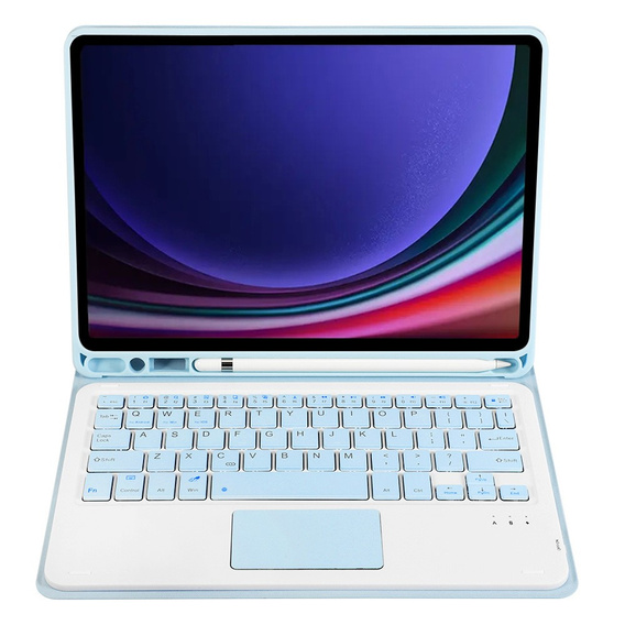 Θήκη + πληκτρολόγιο Samsung Galaxy Tab S9, Leather Pen Slot TouchPad, γαλάζια