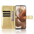 Θήκη με πτερύγιο για Motorola Edge 50 Ultra, Crazy Horse Wallet, χρυσή