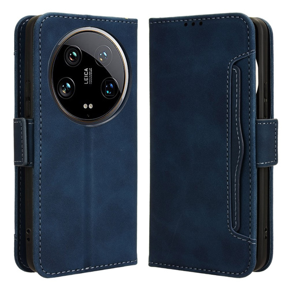 Θήκη με πτερύγιο για Xiaomi 14 Ultra, Card Slot, σκούρο μπλε