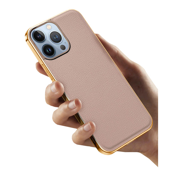 Θήκη για iPhone 14 Pro, Cowhide Leather, ροζ