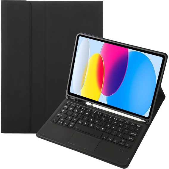 Θήκη + πληκτρολόγιο iPad 10.9 2022 10 Gen, TouchPad Pen Slot, μαύρη