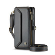 θήκη CASEME για Samsung Galaxy S24 FE, RFID Leather Wallet, με λουράκι ώμου, μαύρη