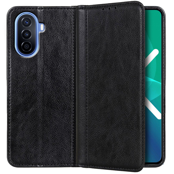 θήκη με πτερύγιο για Huawei Nova Y70 4G, Split Leather, μαύρη