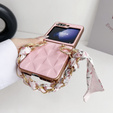 Θήκη για Samsung Galaxy Z Flip7 FE / Z Flip6, Grid Leather, ροζ