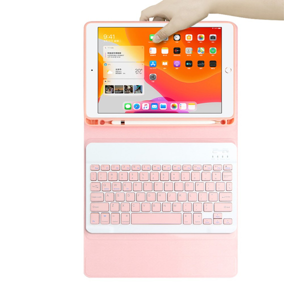 Θήκη + πληκτρολόγιο iPad 10.2 7/8/9 gen 2019/2020/2021, Keyboard Cover Pen Slot, ροζ rose gold