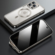 Θήκη για iPhone 15 Pro Max, Privacy Dual Glass, για MagSafe, ασημένια
