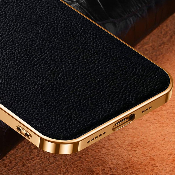 Θήκη για iPhone 14 Plus, Cowhide Leather, μαύρη