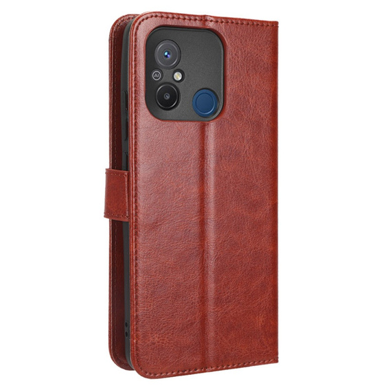 Θήκη με πτερύγιο για Xiaomi Redmi 12C, Crazy Horse Wallet, καφέ