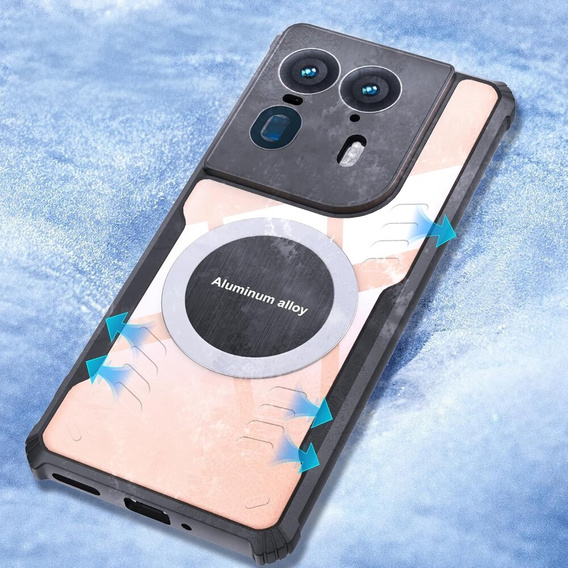 Θήκη για Motorola Edge 50 Ultra, με μαγνητική πλάκα, διαφανής / μαύρη