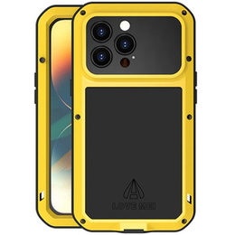 Love Mei Θήκη για iPhone 14 Pro, armored with glass, κίτρινη