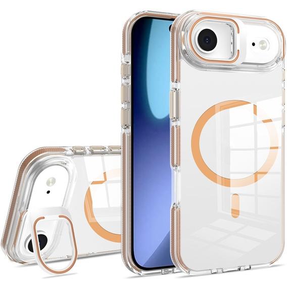 Θήκη για iPhone Air, για MagSafe, με βάση, διάφανη με χρυσά ένθετα