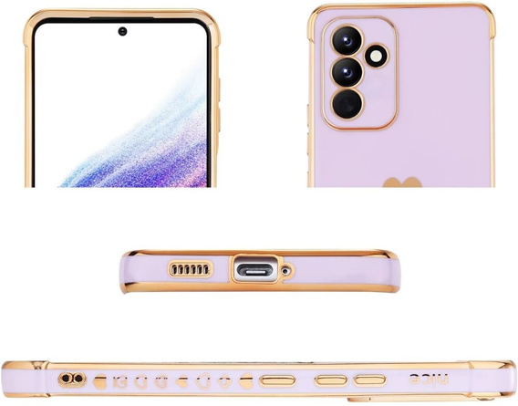 Θήκη για Samsung Galaxy A15 4G / 5G, Electro heart, μωβ + Full Glue Ceramic Glass