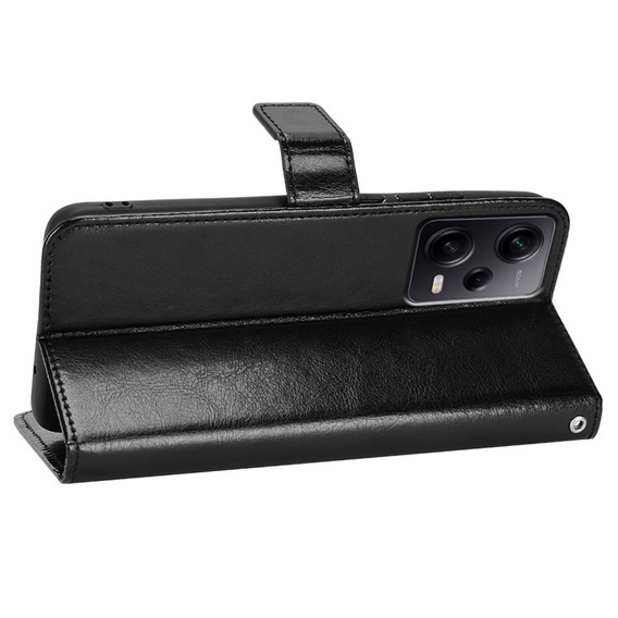 Θήκη με πτερύγιο για Xiaomi Redmi Note 12 Pro+ 5G, Crazy Horse Wallet, μαύρη