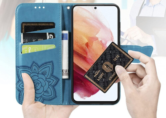 Θήκη με πτερύγιο για Oppo Reno 12, Butterfly, μπλε