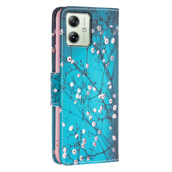 Θήκη με πτερύγιο για Motorola Moto G54 5G, Wallet, sakura, μπλε