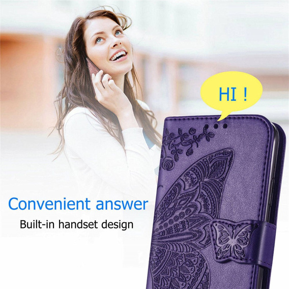 Θήκη με πτερύγιο για Motorola Moto G32, Butterfly, μωβ