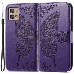 Θήκη με πτερύγιο για Motorola Moto G32, Butterfly, μωβ