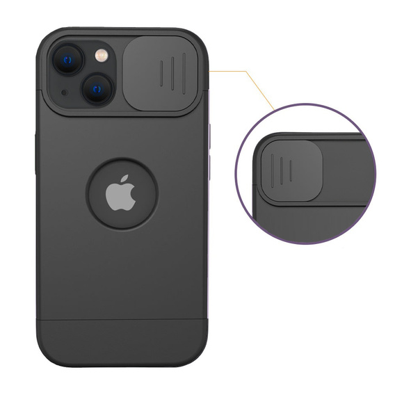 Θήκη ERBORD MagSafe Cam Slider, μαύρη + γυαλί για την οθόνη για iPhone 13 / iPhone 14